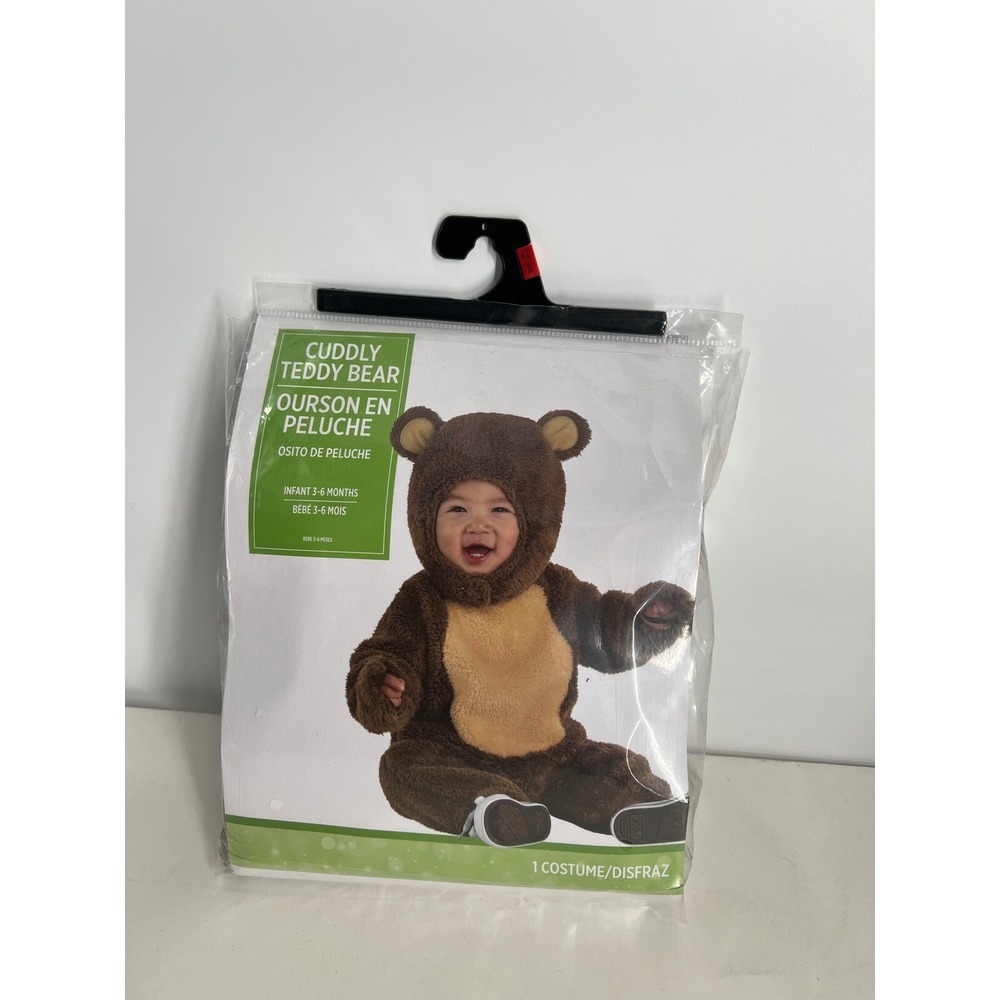 Cuddly Teddy Bear Costume Infant 3-6‎ Months Jumpsuit Hood Halloween